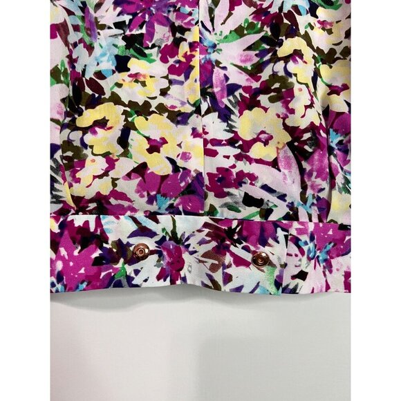 NEW Cabi #5211 Purple Eden Floral Wrap Top Flower Power Cap Sleeve Size M - Picture 12 of 12